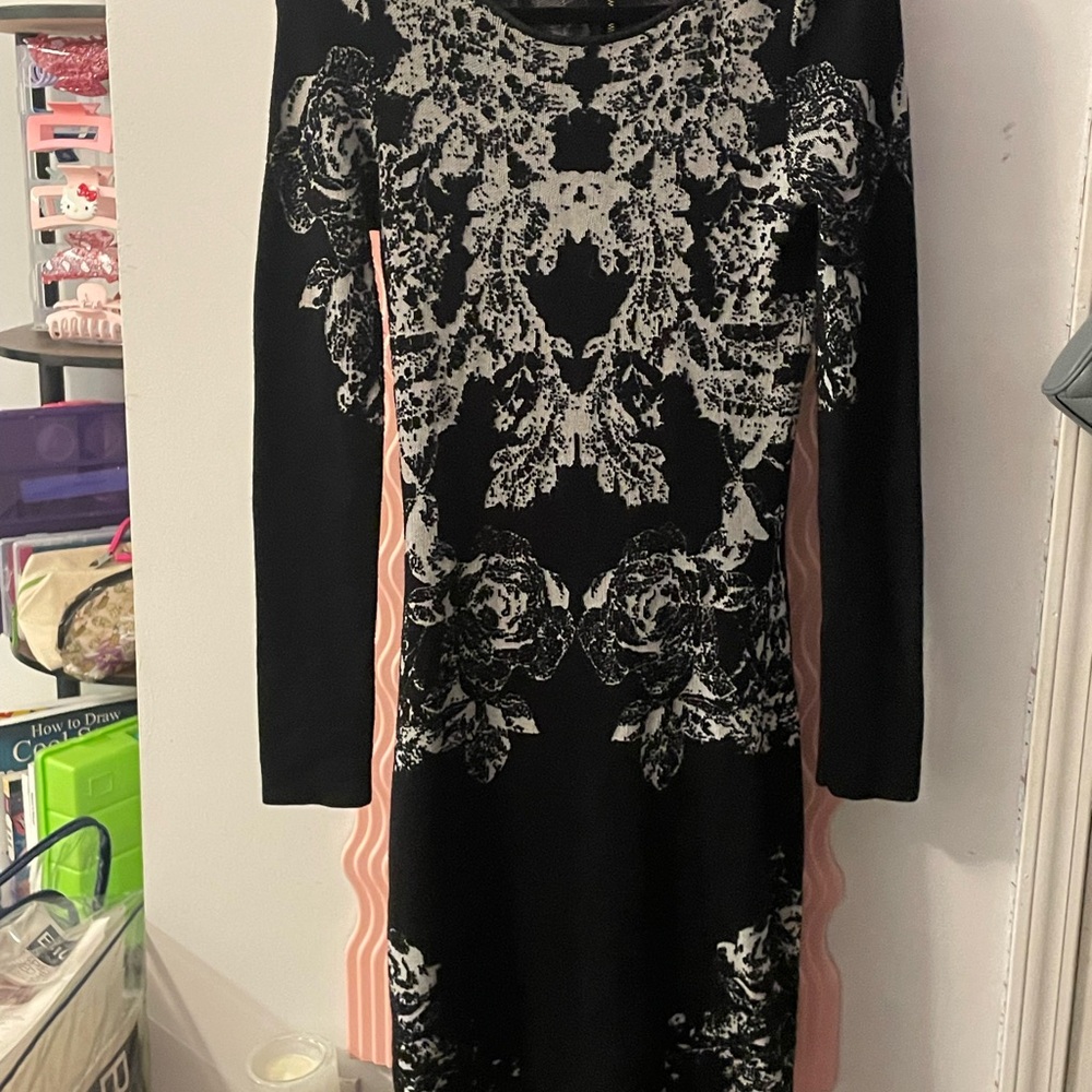 INC International Concepts Black and Silver Bodycon Dress
